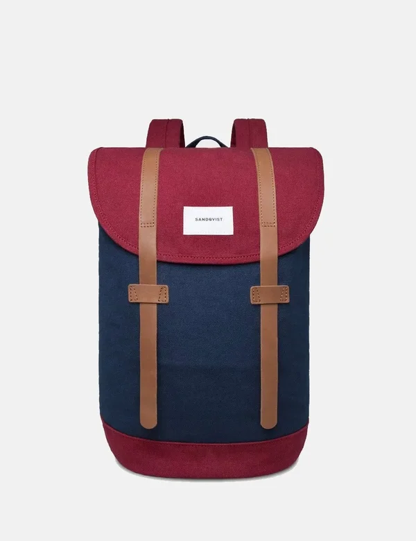 Sandqvist Stig Backpack - Multi Blue Burgundy