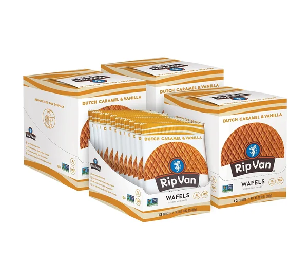 Rip Van 3341 Wafels Low Sugar Dutch Caramel Vanilla Singles 48-1.16 Ounce - Price/Case