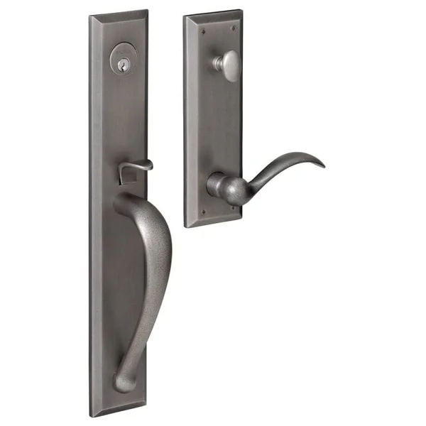 Baldwin Hardware - Full Cody Escutcheon Left Handed Full Dummy Handleset with BeaverTail Lever in Distressed Antique Nickel - 64