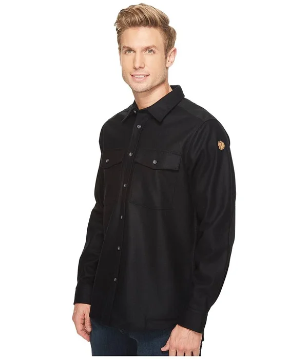 Fjallraven - Men's Ovik Re-Wool Long Sleeve Shirt, Black, S
