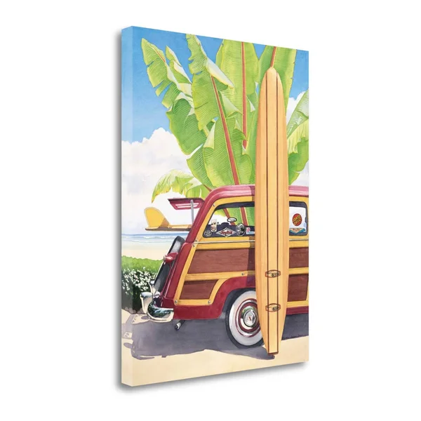 Tangletown Fine Art Long Board and Car by Evelyn Jenkins Drew, Giclee Print on Wrap Canvas, 20x26x22