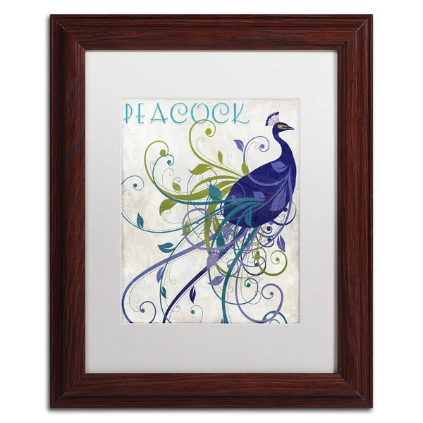 Trademark Fine Art &Peacock Nouveau I& by Color Bakery Framed Graphic Art - Size: 14x22 H x 11x22 W x 0.5x22 D - Mat Color: White