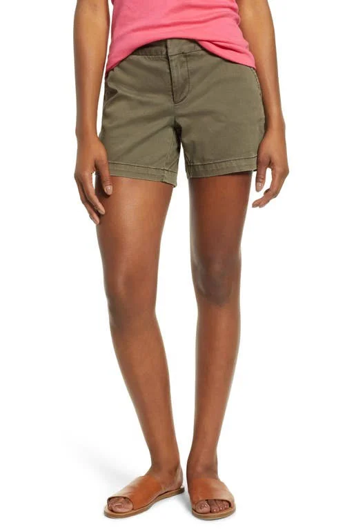 Women's Caslon Cotton Twill Shorts, Size 10 - Green