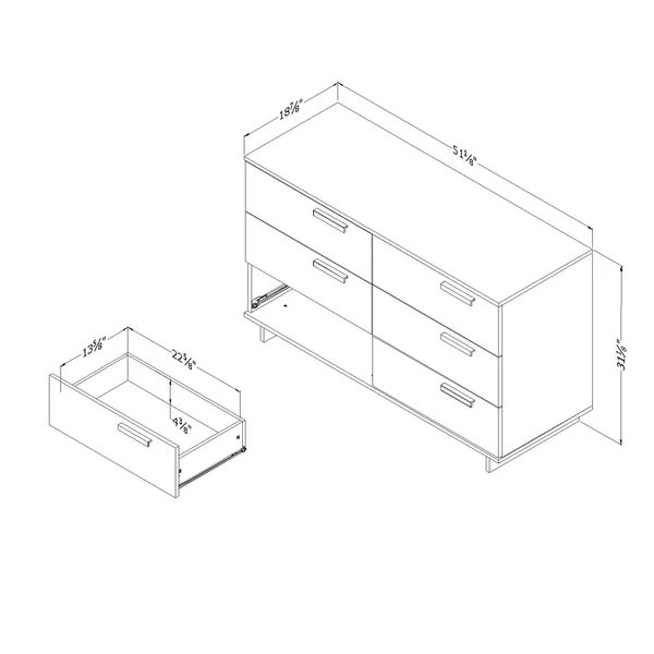 South Shore Cavalleri 6-Drawer Double Dresser, Gray Maple