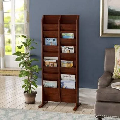 Bengt 20 Pocket Free Standing Magazine Rack Color: Black & Medium Oak