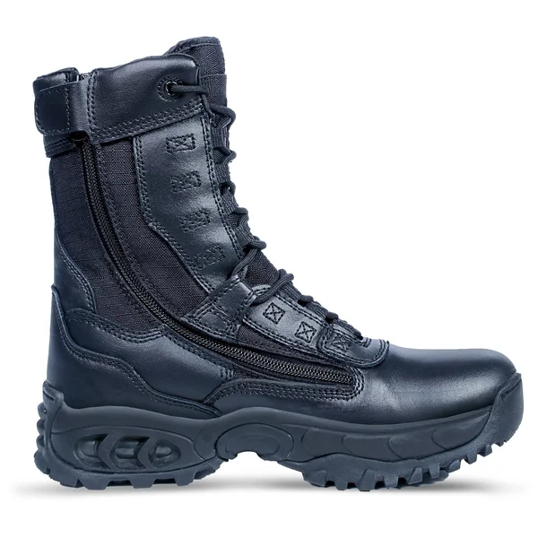Ridge Footwear 8010st Men's Air-Tac Ghost Zipper Steel Toe Tactical Boots, Size: 7.5, Black