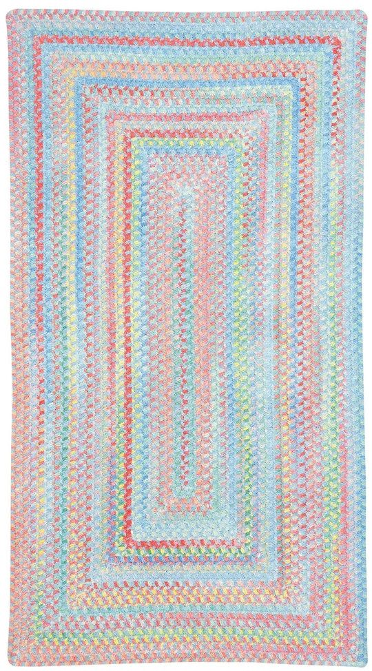 Capel Rugs - Baby&s Breath Concentric Rectangle Braided Rugs - Size: 2& x 3&, Blue