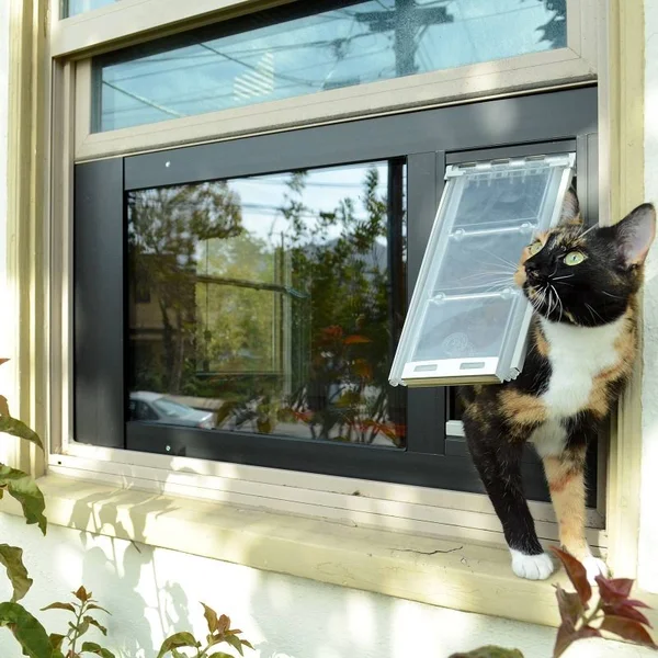 Endura Flap Thermo Sash 3E Cat Door Bronze - Small, 34-37x22