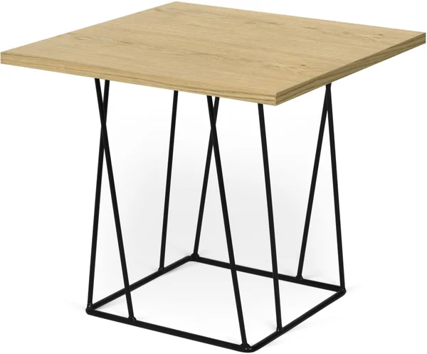 Temahome Helix 20x20 Side Table - Oak, Black Lacquered Steel