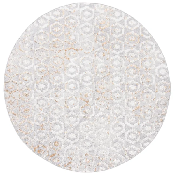 Safavieh Orchard Korina Modern Abstract Rug - 6&7x22 x 6&7x22 Round - Grey/Gold