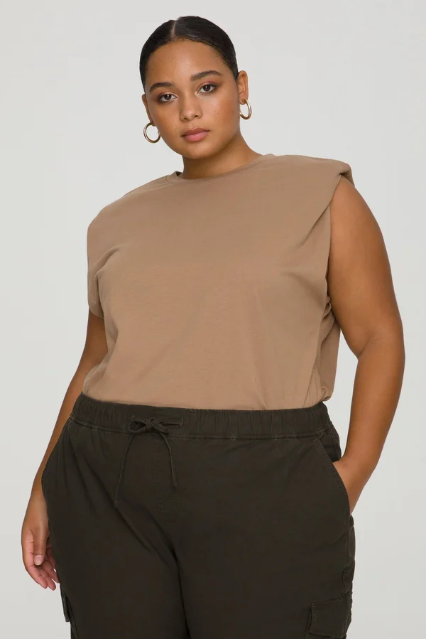 Good American Women's Strong Shoulder Tank Top - Taupe - Size XXL