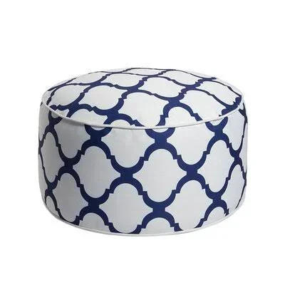 Briner Outdoor Ottoman Latitude Run Fabric: White/Blue