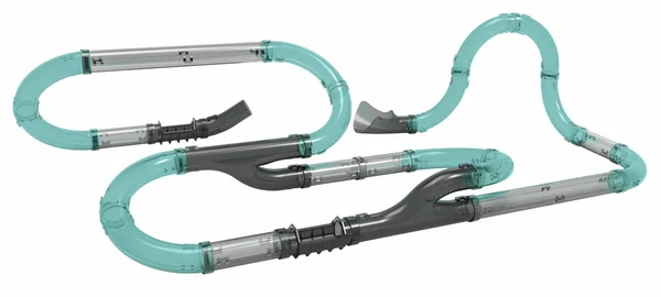 Fao Schwarz 31Piece Glow-in-the-Dark Turbo Tube Racers Race Track Set for Kids with Two Mini Red & Blue RC Cars & Two Re