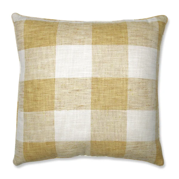 Pillow Perfect - Check Please Sunshine Yellow 25-inch Floor Pillow