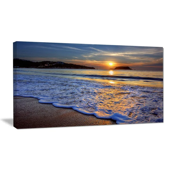 Designart PT14503-32-16 Calm Seashore with Blue Waves Art Print on Canvas, 32x16x22