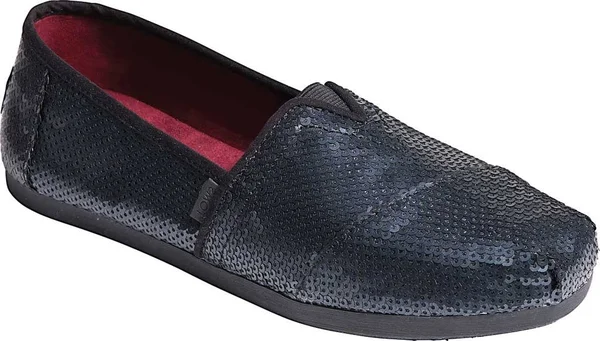 Classic Womens Sequined Slip on Flats, 5.5, Black Sequin
