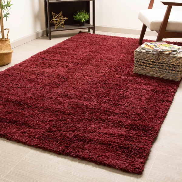 Super Area Rugs Cozy Solid Shag Rug - Red 5& x 8&