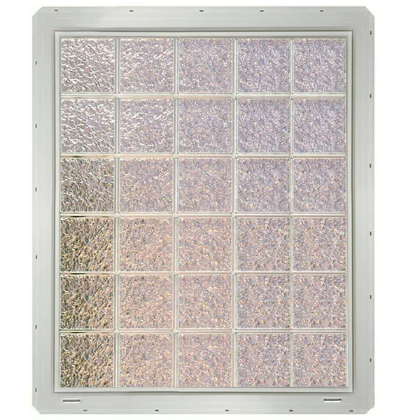 CrystaLok Ice Pattern Vinyl New Construction Glass Block Window (Rough Opening: 41-in x 48.75-in; Actual: 39.25-in x 46.75-in)
