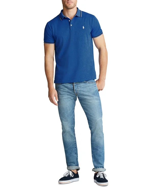 Polo Ralph Lauren Custom Slim Stretch Mesh Polo Shirt - Blue