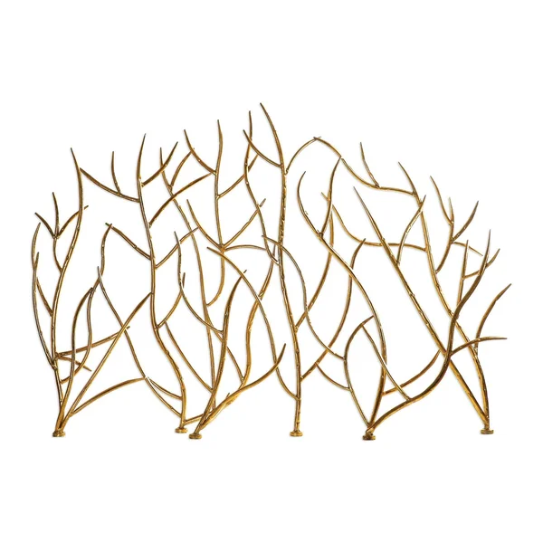 My Swanky Home Golden Branches Fireplace Screen - Iron Twig Metal Decorative Firescreen