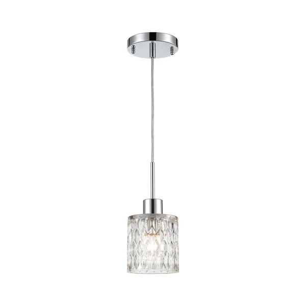 Elk Lighting 17424/1 Ezra 1-Light Mini Pendant in Polished Chrome with Textured Clear