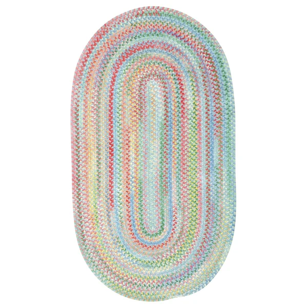 Capel Rugs - Baby&s Breath Concentric Rectangle Braided Rugs - Size: 2& x 3&, Blue