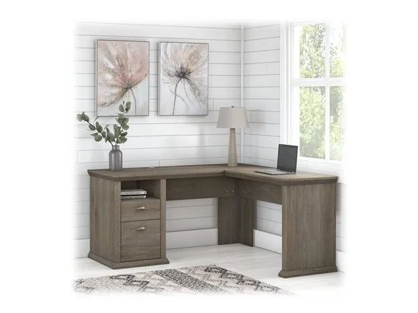 Bush Furniture Yorktown - Desk - L-shaped - restored gray