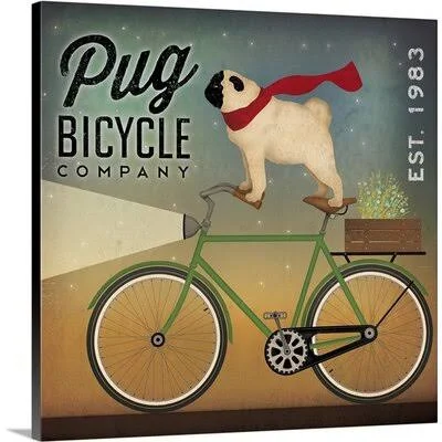 &Pug on A Bike& by Ryan Fowler Vintage Advertisement Great Big Canvas Format: Canvas - Size: 30x22 H x 30x22 W x 1.5x22 D