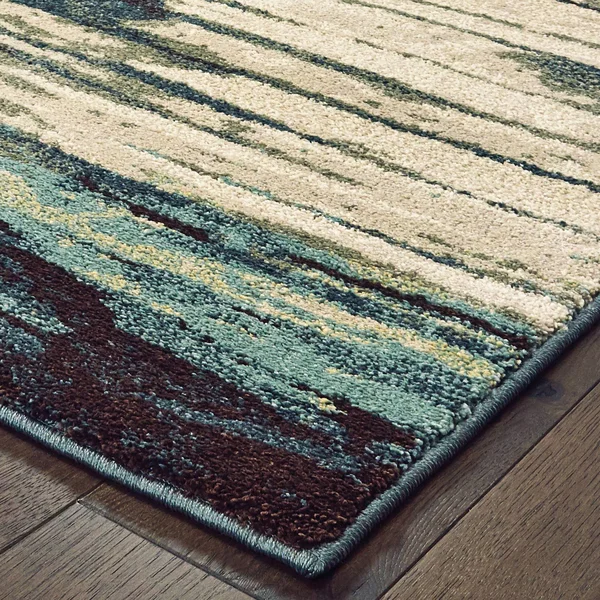 3&10x22x5&5x22 Camryn Jade Layers Rug Blue/Ivory - Captiv8e Designs