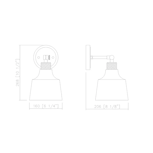 Vanity Art Strasbourg 8 in. 1-Light Vanity Light in Black w/Antique Brass with Grey Green Metal Shade Wall Sconces