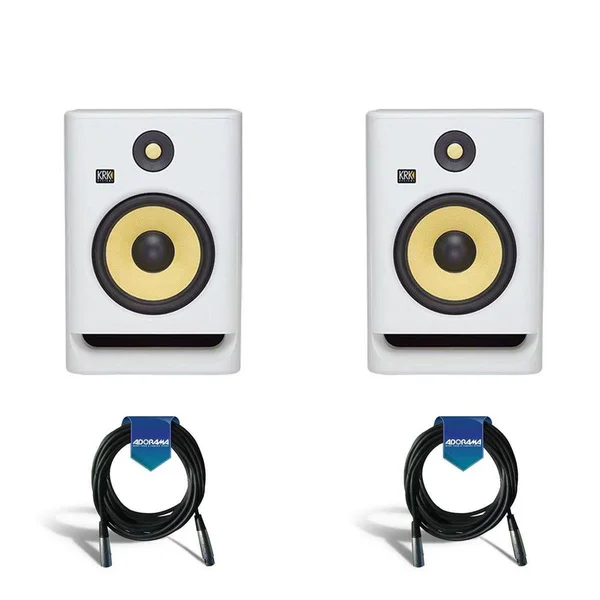 KRK 2 Pack Rokit 5 G4 5x22 Powered White Noise Near-Field Studio Monitor, 43Hz-40kHz Frequency Response - with 2 Pack 20& 6mm Ru
