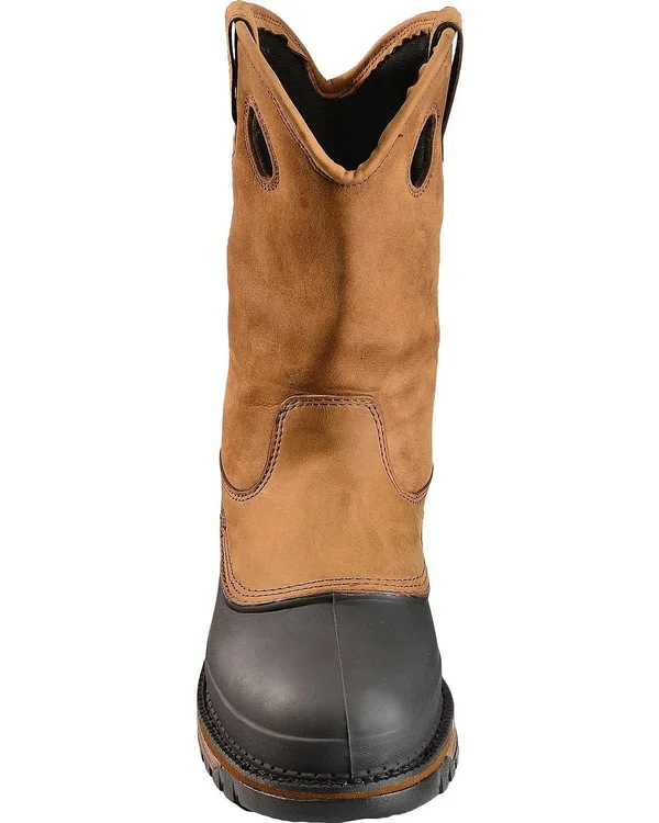 Men's Brown Georgia Boot Muddog Steel Toe Waterproof Wellington Size 9.5