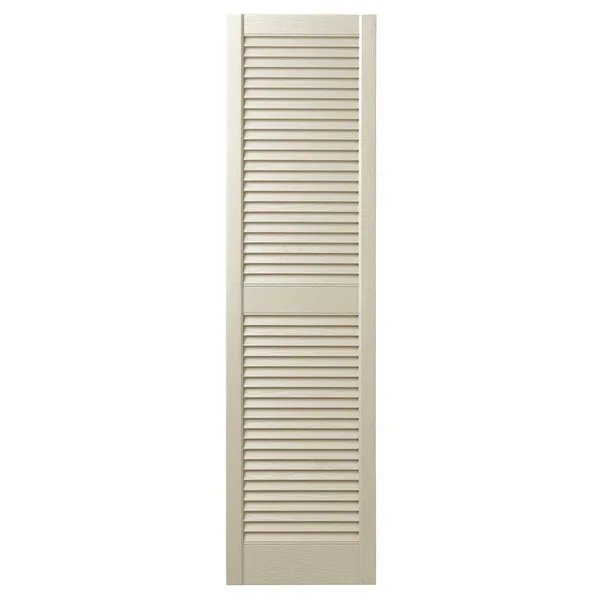 Ply Gem 12 in. x 55 in. Open Louvered Polypropylene Shutters Pair in Sand Dollar