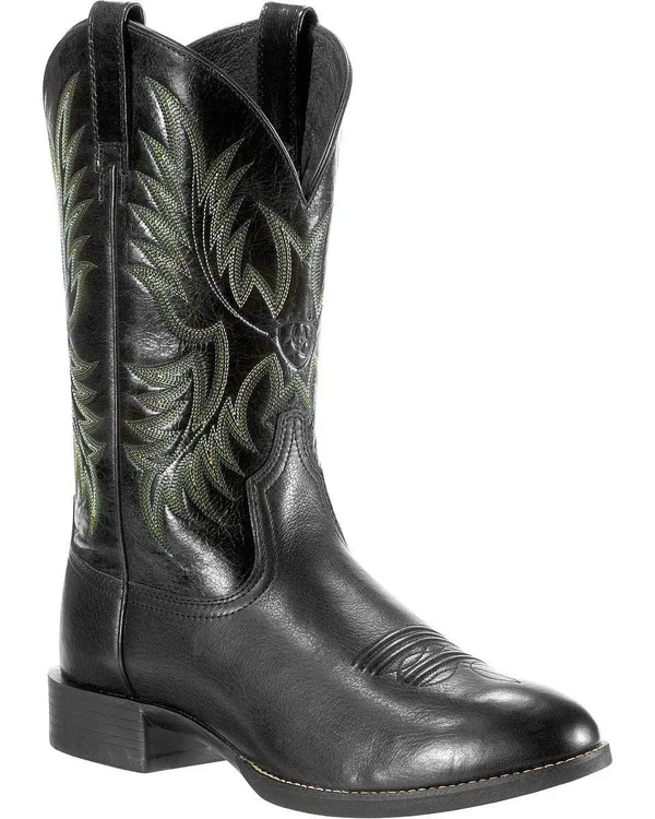 Ariat Men's Heritage Stockman Western Boots - Black Deertan