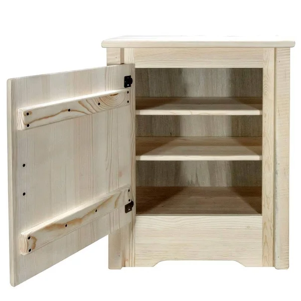 Homestead Collection Accent Cabinet with Laser Engraved Bear Design in Right Hinged - Montana Woodworks MWHCACCCABRHLZBEAR