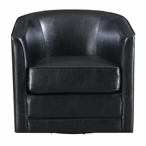 Wallace & Bay Little Faux Leather Swivel Accent Chair Black