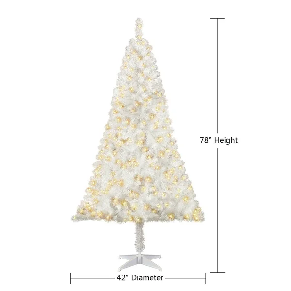 Holiday Time Pre-Lit 6.5& Madison Pine White Artificial Christmas Tree Clear-Lights