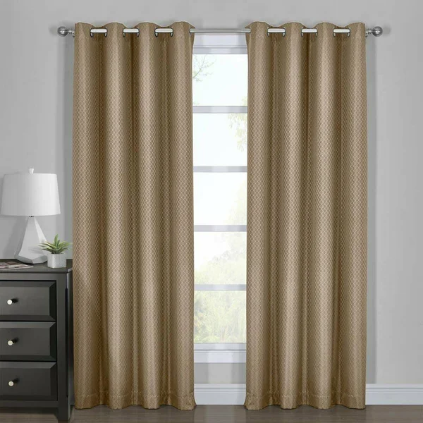 Blackout Curtains - Diamond Jacquard Woven Drape Theme (Set of 2) 54 x 96x22 Pair, Taupe by Royal Tradition
