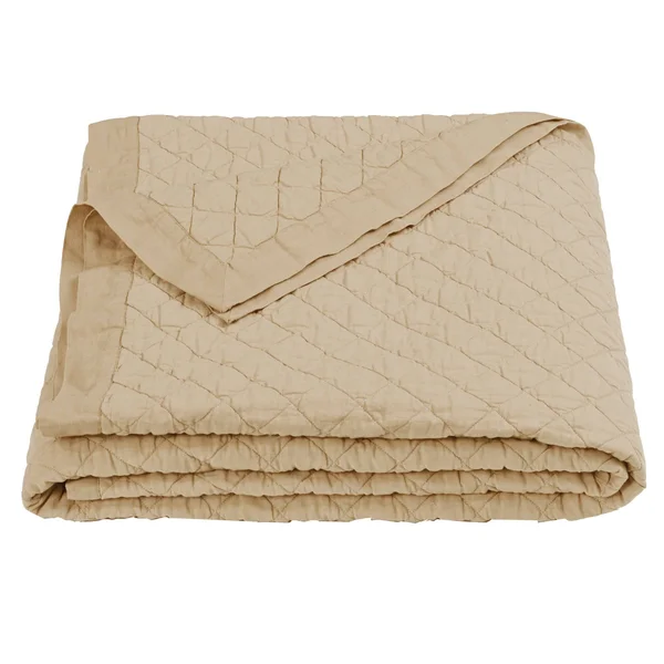 HiEnd Accents Cream Diamond Pattern Linen Quilt, King, 104" x 94"