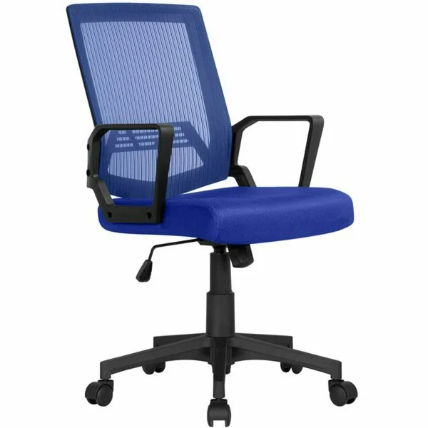 Easyfashion Mid-Back Mesh Office Chair Ergonomic Computer Chair, Blue