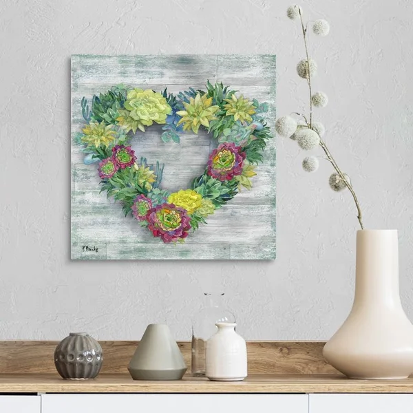 Succulent Wreath II - Canvas Wall Art, 16x16, Great Big Canvas