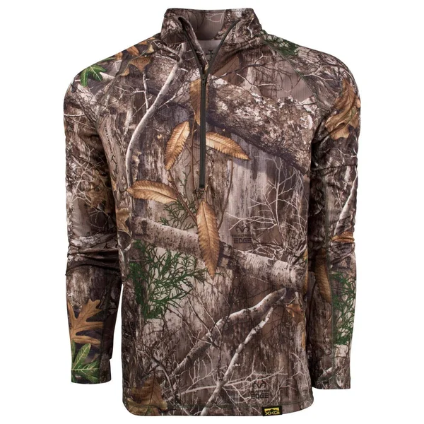 King&s Camo XKG Elevation 1/4 Zip Shirt - Large, Realtree Edge