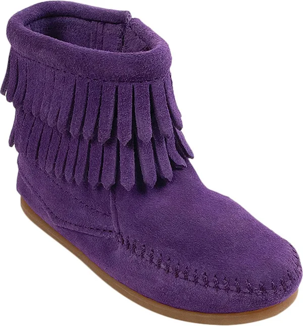 Minnetonka Toddler Girls Double Fringe Side Zip Boot - Purple
