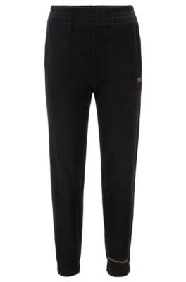 Hugo Boss - Cotton Blend Tracksuit Bottoms with Logo Print - Black