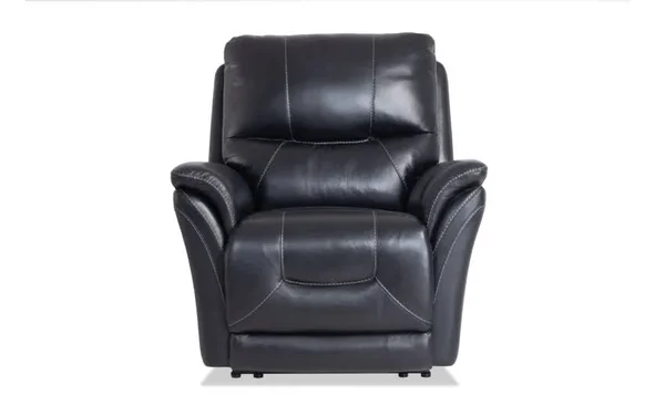 Turbo Leather Power Recliner in Black - Memory Foam, Contemporary Recliners Top Grain Leather by Bob&s Discount Furniture