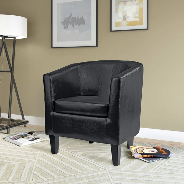 CorLiving Antonio Bonded Leather Tub Chair, Dark Brown