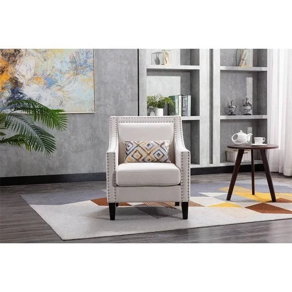 Moda Accent Armchair Living Room Chair with Beige Linen