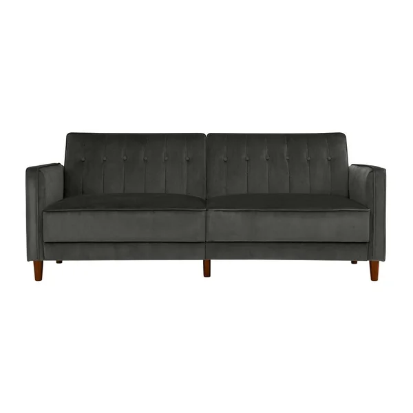 DHP Iris Grey Velvet Tufted Futon, Gray Velvet Finish