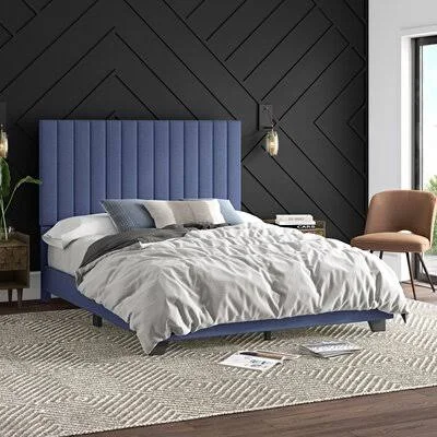 Namboodri Upholstered Standard Bed Brayden Studio Size: King, Color: Blue