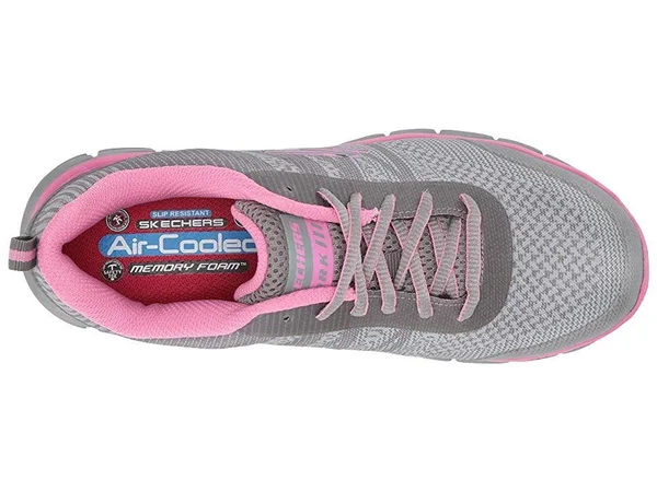 Skechers Women's Work Sure Track Saquenay Alloy Toe Shoe - Size: 5.5, Gray/Pink